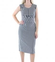 Ralph Lauren Blue Roundneck Calf Cap Sleeve Midi Dress