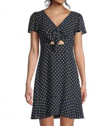 Michael Kors Navy Blue Astor Printed Mini Dress