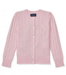 Little Girls Pink Mini-Cable Cardigan