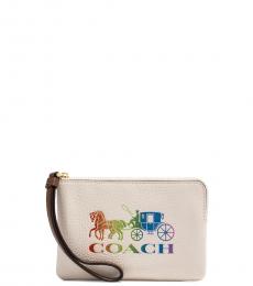 Coach White Rainbow Horse & Carriage Wristlet