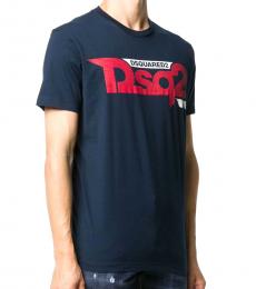 Dsquared2 Dark Blue Printed Three-Tone T-Shirt