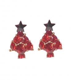 Betsey Johnson Red Stylish Christmas Tree Earrings