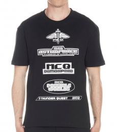 McQ Alexander McQueen Black Allover Logo T-Shirt