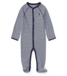 Ralph Lauren Baby Boys Navy Striped Jersey Coverall