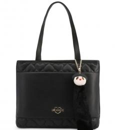 Love Moschino Black Embossed Heart Large Tote