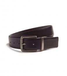 Calvin Klein Black-Brown Reversible Roller Buckle Belt