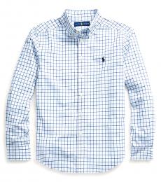 Ralph Lauren Boys Island Aqua Plaid Poplin Shirt