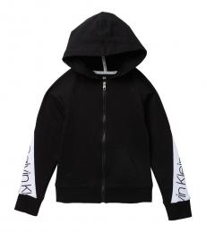 Calvin Klein Girls Black Logo Bold Zip Hoodie