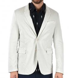 Neil Barrett White Notch Lapel Button Blazer