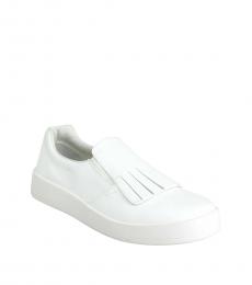 Prada White Leather Loafers