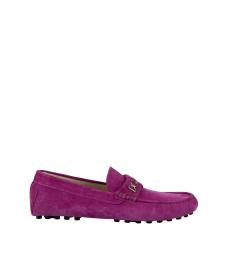 Pink Suede Logo Loafers