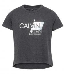 Calvin Klein Girls Grey Slant Logo T-Shirt