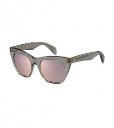Pink Grey Clear Cat Eye Sunglasses