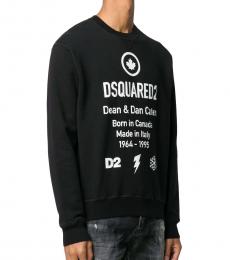 Dsquared2 Black Printed Slouch Fit Crewneck Sweatshirt