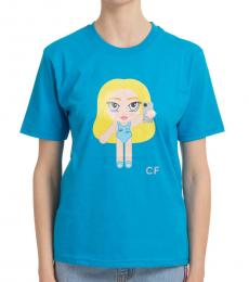 Chiara Ferragni Light Blue Crewneck T-Shirt