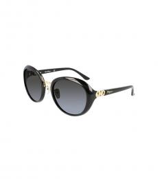 Salvatore Ferragamo Black Oval Sunglasses
