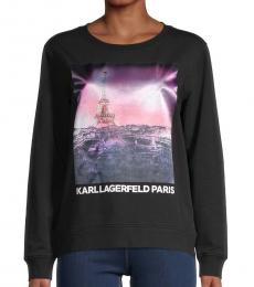 Karl Lagerfeld Black Sunset Eiffel Cotton-Blend Sweatshirt