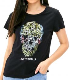 Just Cavalli Black Sequined Crew-Neck T-Shirt 