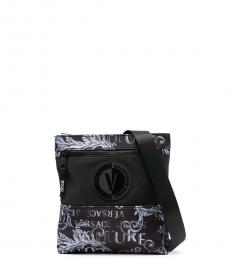 Versace Jeans Couture Black Baroque Logo Small Crossbody Bag