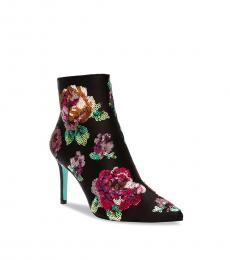 Betsey Johnson Black Coper Floral Boots