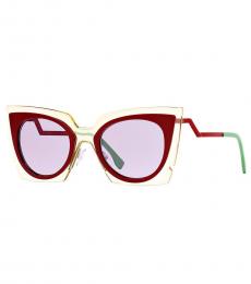 Fendi Red Silver Cat Eye Sunglasses