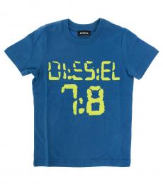 Diesel Little Boys Blue Logo Print T-Shirt