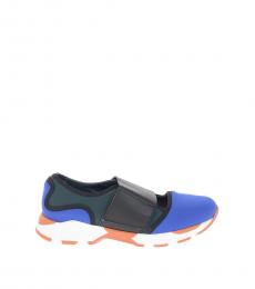 Marni Little Boys Blue Velcro Fabric Sneakers