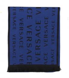 Versace Electric Blue Fine Fringe Scarf
