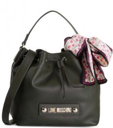 Love Moschino Dark Green Scarf Medium Bucket Bag