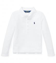 Ralph Lauren Little Girls White Stretch Mesh Polo