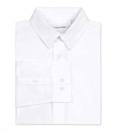 Calvin Klein Boys White Long Sleeve Slim Fit Shirt