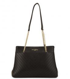 Karl Lagerfeld Black Quilted Chain Medium Tote