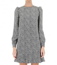 Michael Kors BlackWhite Mini Leopard Cady Flounce Dress