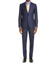 Canali Dark Blue Milano Fit Bird Eye Wool Suit