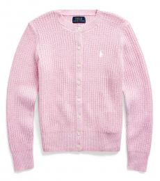 Ralph Lauren Girls Carmel Pink Heather Cardigan