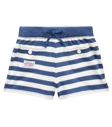 Ralph Lauren Little Girls Indigo Heather Striped Mesh Shorts