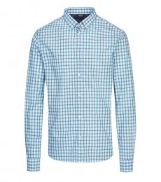 Armani Jeans Light Blue Check Button Down Shirt