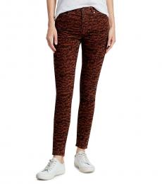 AG Adriano Goldschmied Crimson Black Farrah Print Corduroy Skinny Jeans