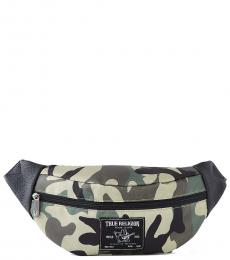 True Religion Camo Print Logo Large Crossbody Bag