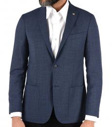 Dark Blue  Side Vents Mini Check 2-Button Right Suit