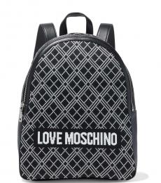 Love Moschino Black Paneled Medium Backpack