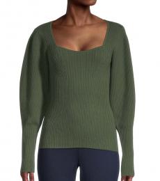 Olive Bishop-Sleeve Sweater