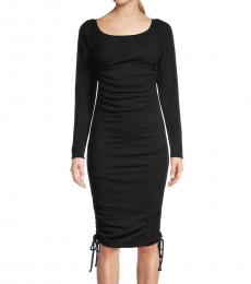 Betsey Johnson Black Ruched Bodycon Dress