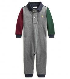 Baby Boys Flannel Heather Polo Coverall