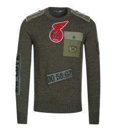 Dolce & Gabbana Olive Allover Patch Sweater