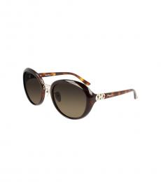 Salvatore Ferragamo Dark Brown Oval Sunglasses
