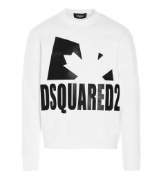 Dsquared2 White Leaf Logo Sweatshirt