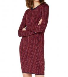 Maroon Jacquard Sweater Dress