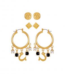 True Religion Golden Logo Earrings Set