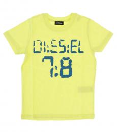 Diesel Boys Yellow Logo Print T-Shirt